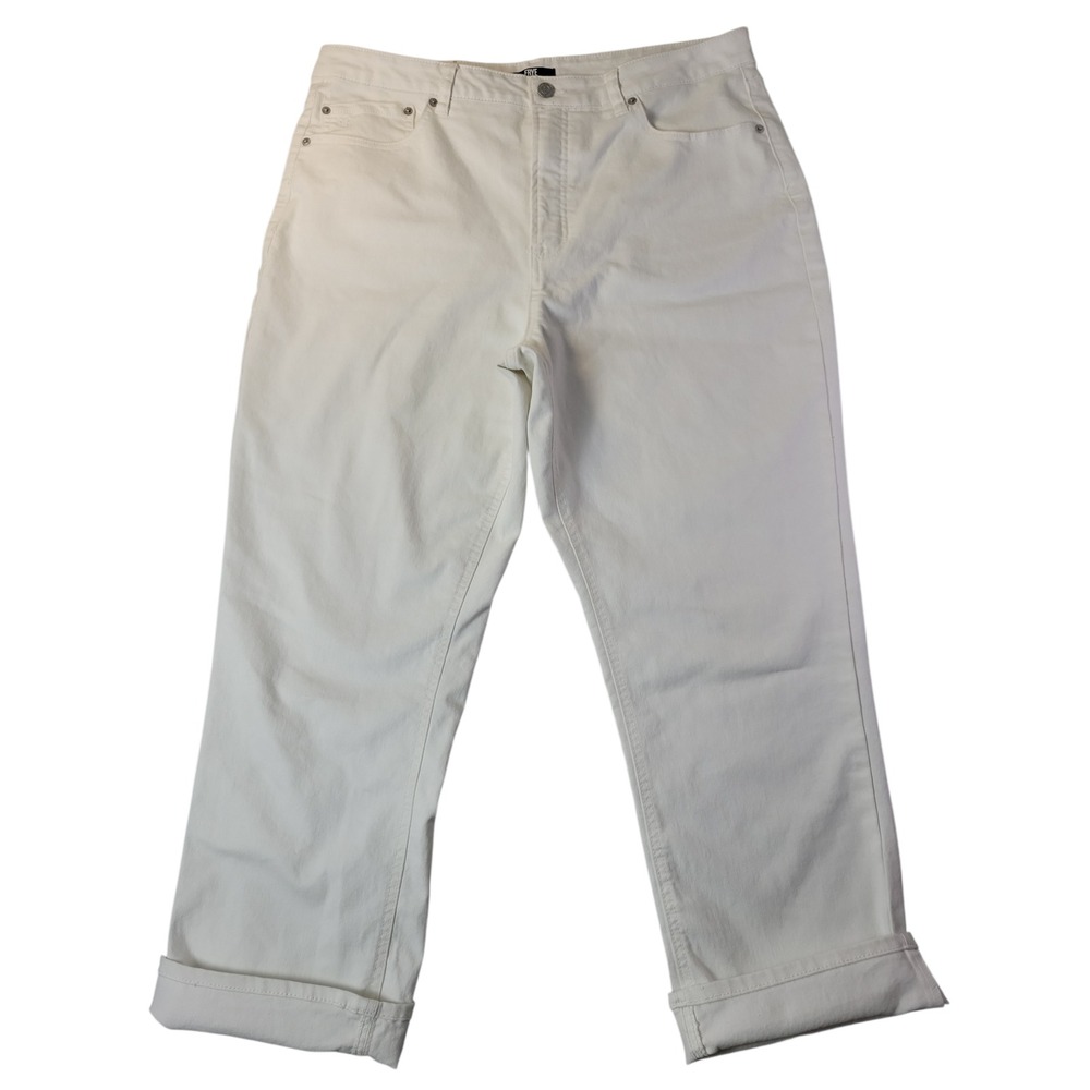 Frye‎ Womens White High Rise Straight Leg Denim Jeans Size 16/34 Cotton Blend